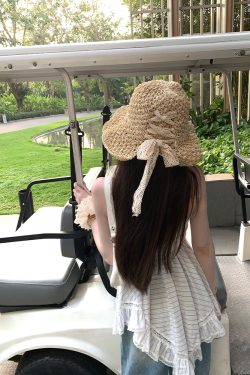 Women's Summer Beach Sunshade Woven Fisherman Hat with Ties - Stylish South France Holiday Accessory