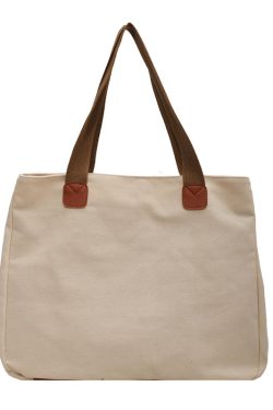 Women's Summer Canvas Tote Bag - Large Capacity Japanese Style Commuter Shoulder Bag in White - Versatile 2025 Fashion