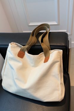 Women's Summer Canvas Tote Bag - Large Capacity Japanese Style Commuter Shoulder Bag in White - Versatile 2025 Fashion