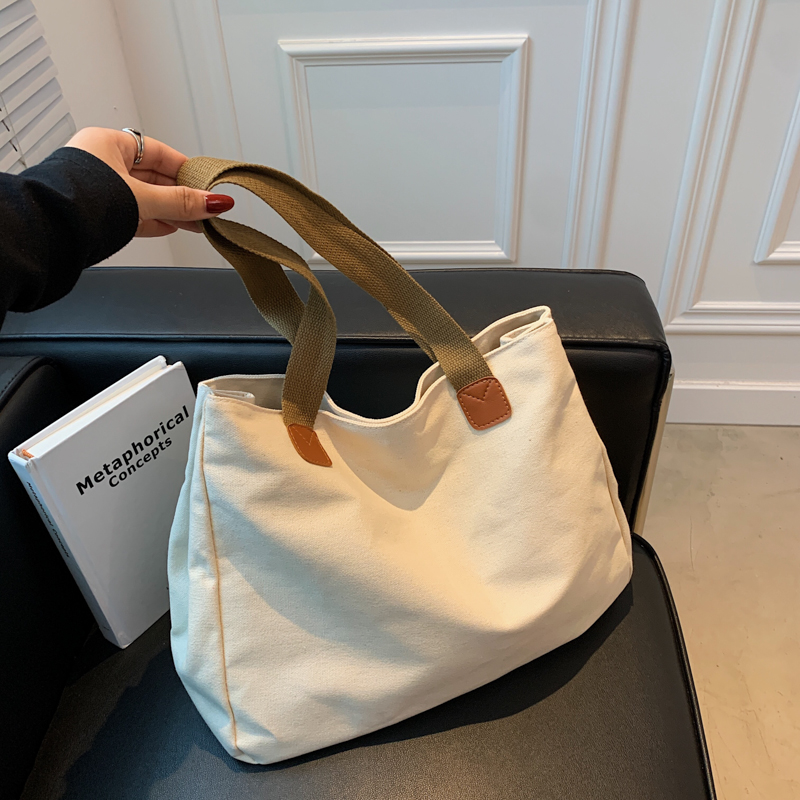 Women's Summer Canvas Tote Bag - Large Capacity Japanese Style Commuter Shoulder Bag in White - Versatile 2025 Fashion Women's Summer Canvas Tote Bag - Large Capacity Japanese Style Commuter Shoulder Bag in White - Versatile 2025 Fashion