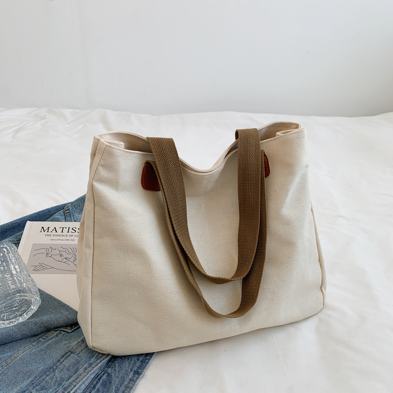 Women's Summer Canvas Tote Bag - Large Capacity Japanese Style Commuter Shoulder Bag in White - Versatile 2025 Fashion Women's Summer Canvas Tote Bag - Large Capacity Japanese Style Commuter Shoulder Bag in White - Versatile 2025 Fashion