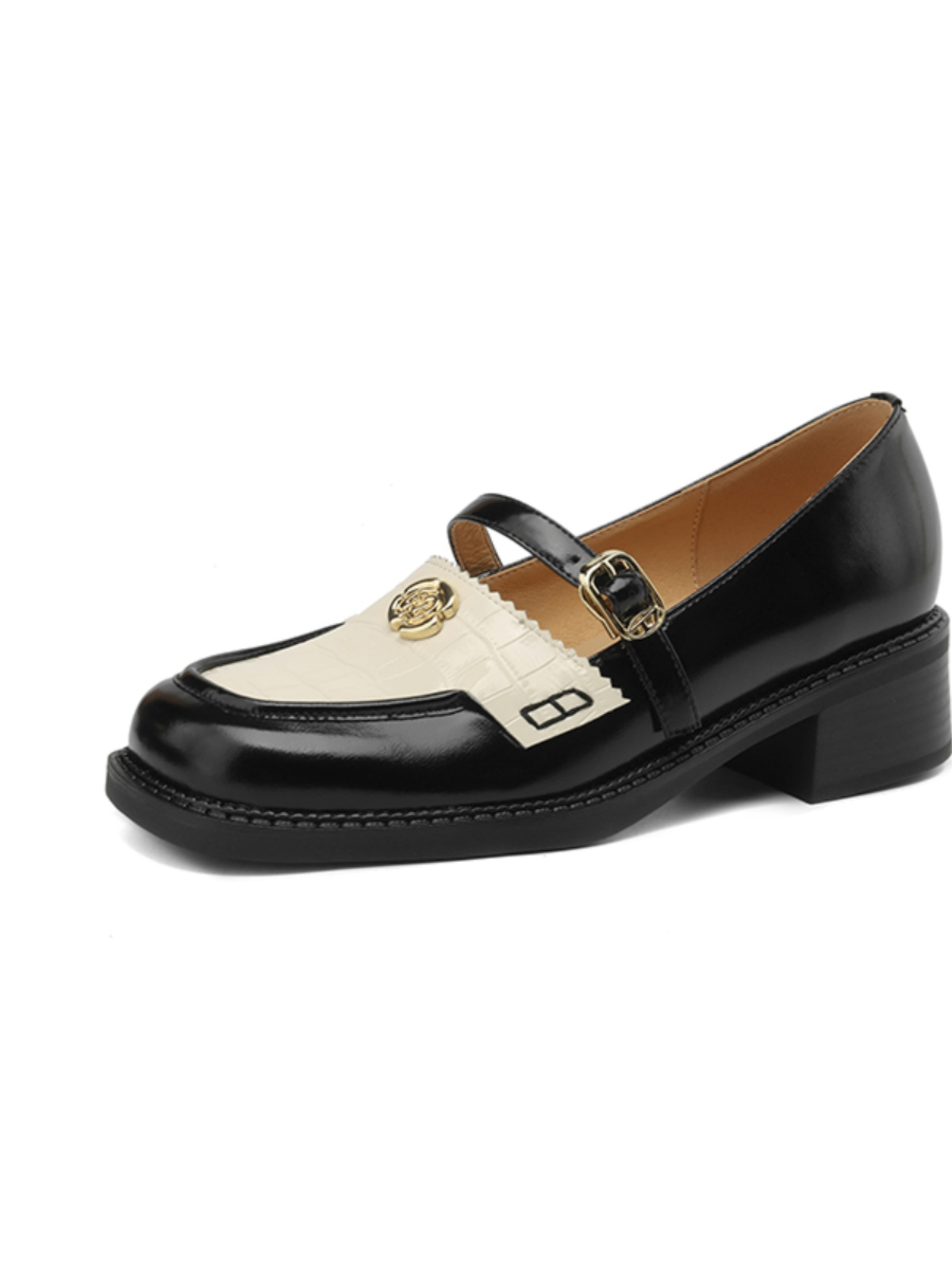 Women's Summer Color-Block Camellia Loafers - Soft Sheepskin Chunky Mid-Heel Shoes for 90s Inspired Style Women's Summer Color-Block Camellia Loafers - Soft Sheepskin Chunky Mid-Heel Shoes for 90s Inspired Style