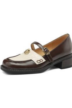 Women's Summer Color-Block Camellia Loafers - Soft Sheepskin Chunky Mid-Heel Shoes for 90s Inspired Style