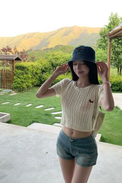 Women's Summer Denim Shorts - Casual Blue Slim Fit Retro American Style Waistless Pants