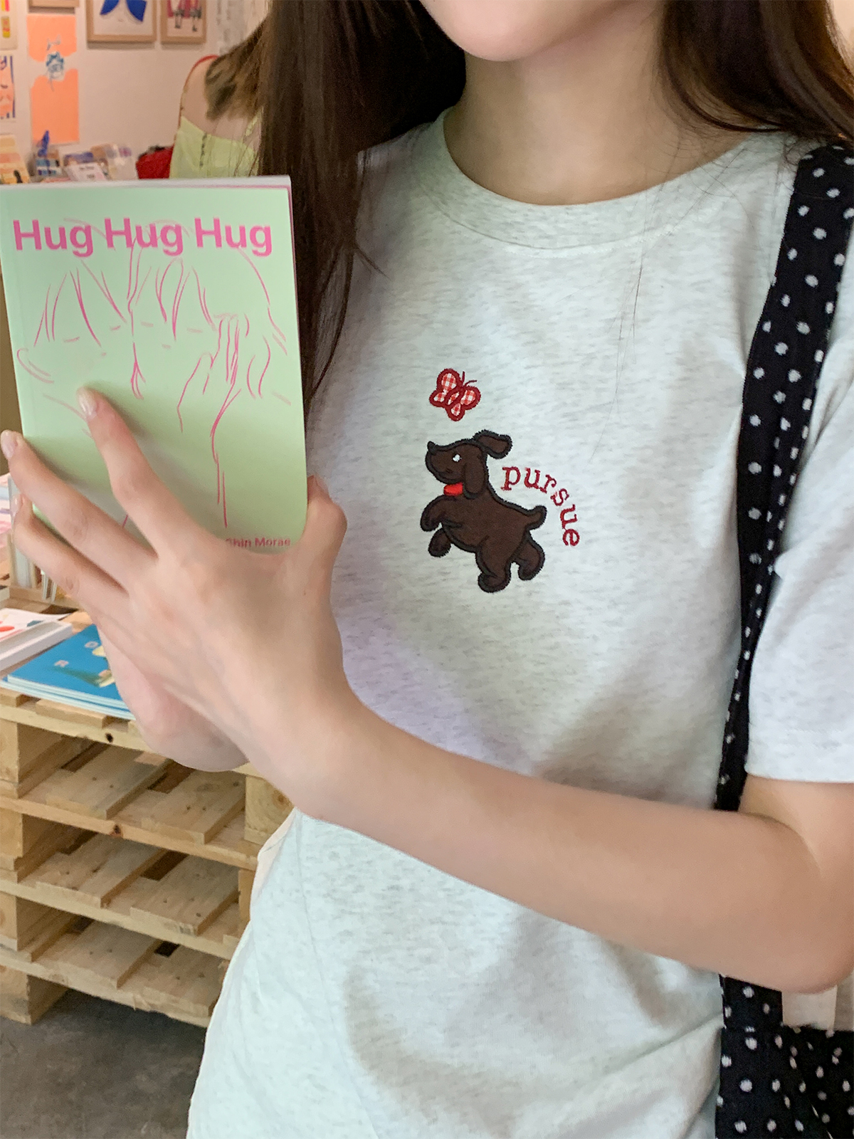 Women's Summer Dog Appliqué Short Sleeve T-shirt - Loose Slim Fit Pure Cotton Top, Casual Y2K Style Women's Summer Dog Appliqué Short Sleeve T-shirt - Loose Slim Fit Pure Cotton Top, Casual Y2K Style