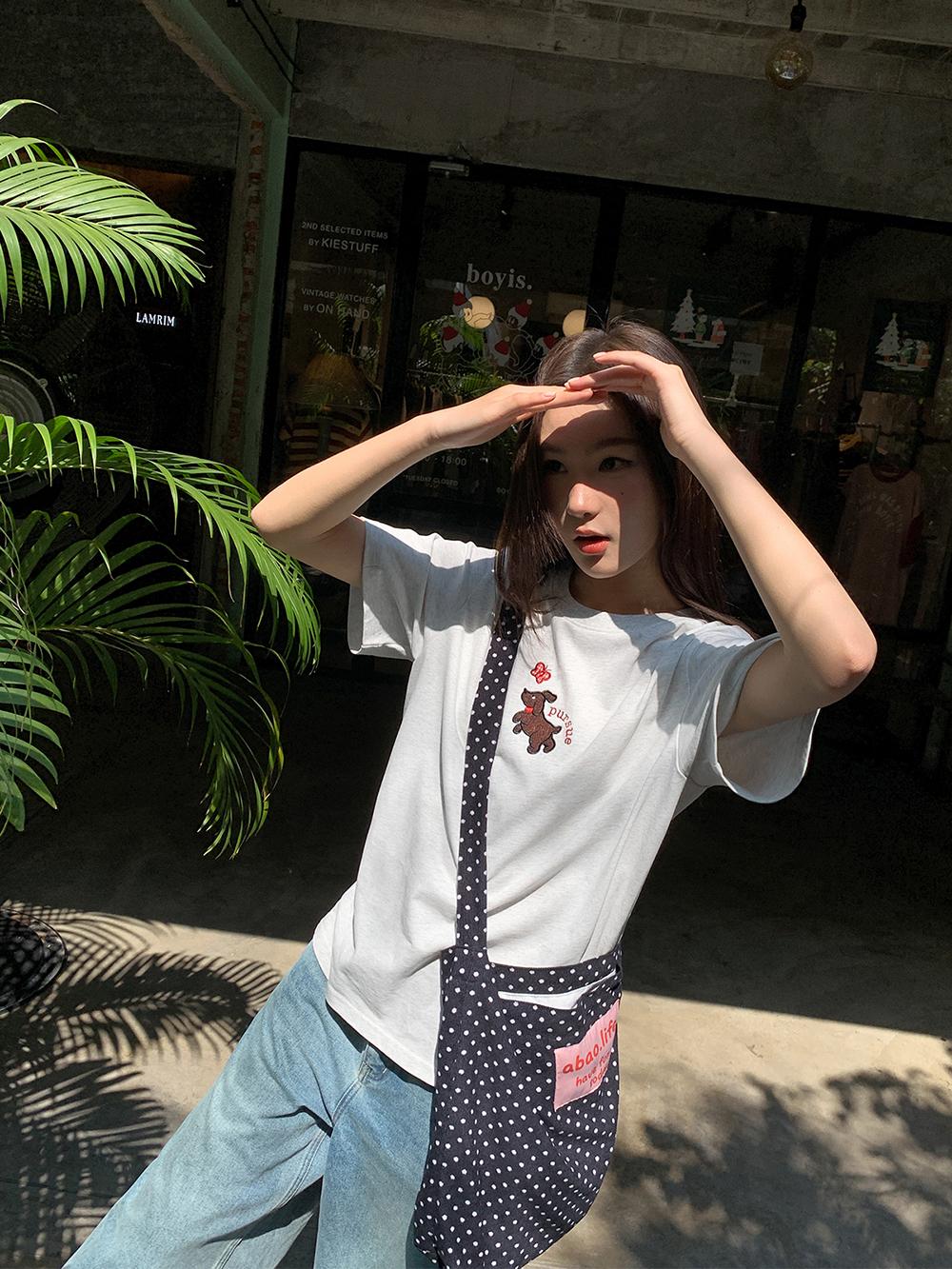 Women's Summer Dog Appliqué Short Sleeve T-shirt - Loose Slim Fit Pure Cotton Top, Casual Y2K Style Women's Summer Dog Appliqué Short Sleeve T-shirt - Loose Slim Fit Pure Cotton Top, Casual Y2K Style