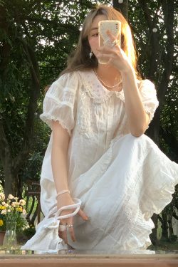 Women's Summer French Lace Flared Midi Skirt - Vintage Cloud Design, Lightweight Linen for Vacation Style