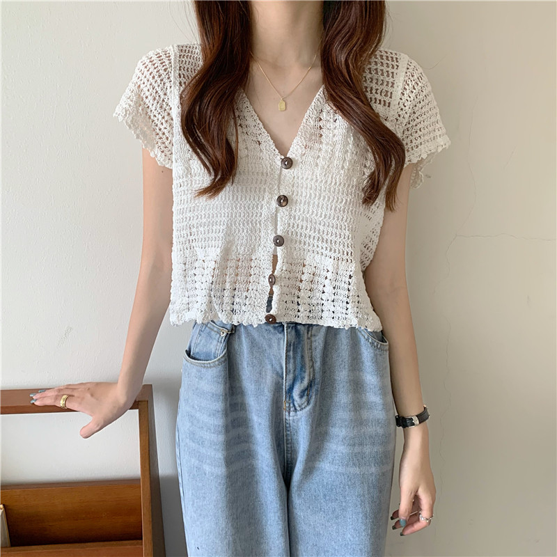 Women's Summer Lace Cardigan with Camisole Dress & Hollowed-Out Short Sleeve Top - Lightweight Vest Jacket for Stylish Layering Women's Summer Lace Cardigan with Camisole Dress & Hollowed-Out Short Sleeve Top - Lightweight Vest Jacket for Stylish Layering