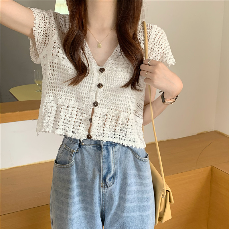 Women's Summer Lace Cardigan with Camisole Dress & Hollowed-Out Short Sleeve Top - Lightweight Vest Jacket for Stylish Layering Women's Summer Lace Cardigan with Camisole Dress & Hollowed-Out Short Sleeve Top - Lightweight Vest Jacket for Stylish Layering