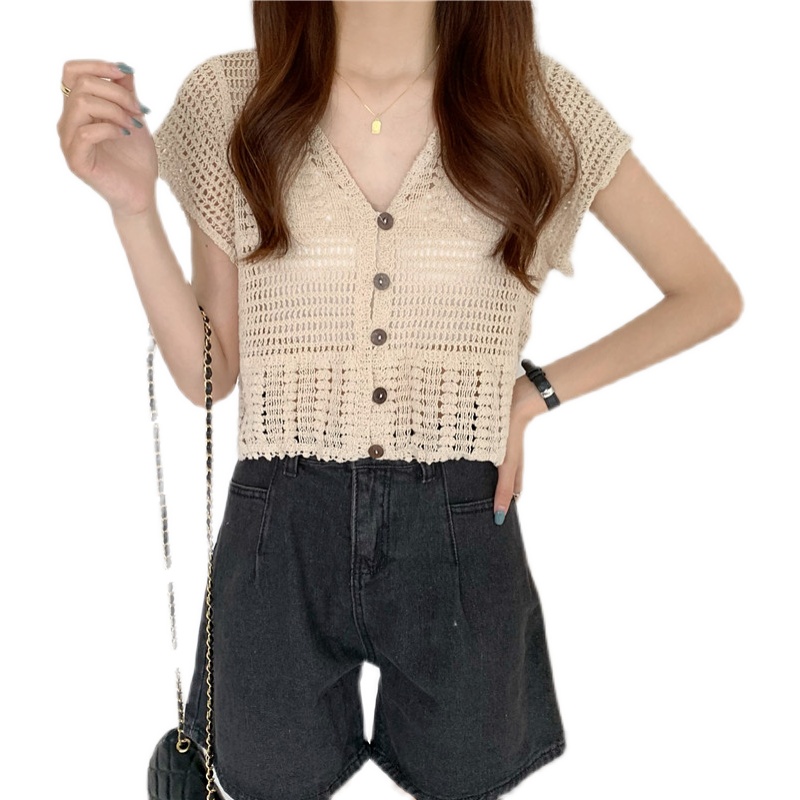 Women's Summer Lace Cardigan with Camisole Dress & Hollowed-Out Short Sleeve Top - Lightweight Vest Jacket for Stylish Layering Women's Summer Lace Cardigan with Camisole Dress & Hollowed-Out Short Sleeve Top - Lightweight Vest Jacket for Stylish Layering