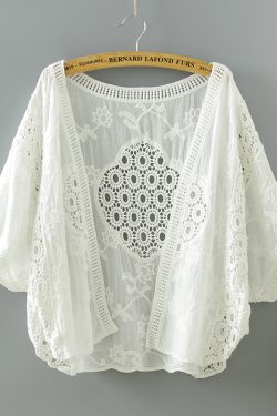 Women's Summer Lace Top and Skirt Set, Short Knitted Cardigan for Sun Protection, Stylish Lightweight Outerwear
