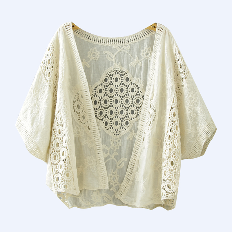 Women's Summer Lace Top and Skirt Set, Short Knitted Cardigan for Sun Protection, Stylish Lightweight Outerwear Women's Summer Lace Top and Skirt Set, Short Knitted Cardigan for Sun Protection, Stylish Lightweight Outerwear