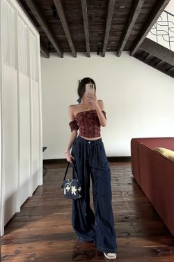 Women's Summer Loose High-Waisted Wide-Leg Jeans - Lightweight Casual Style for Effortless Y2K Fashion