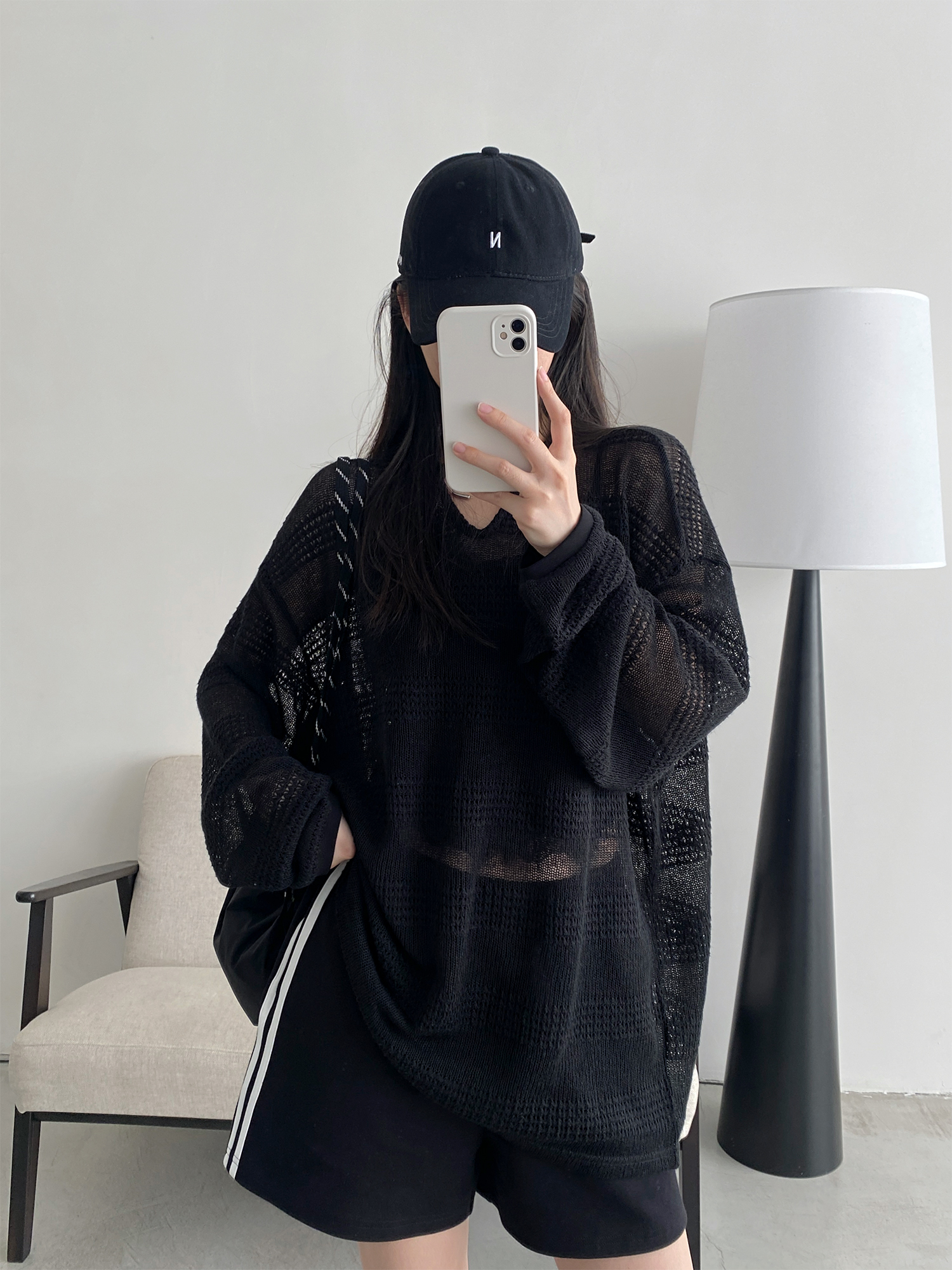 Women's Summer Loose Long-Sleeve Hollowed-Out Cover-Up T-Shirt - Sun Grapefruit American Style Casual Top Women's Summer Loose Long-Sleeve Hollowed-Out Cover-Up T-Shirt - Sun Grapefruit American Style Casual Top