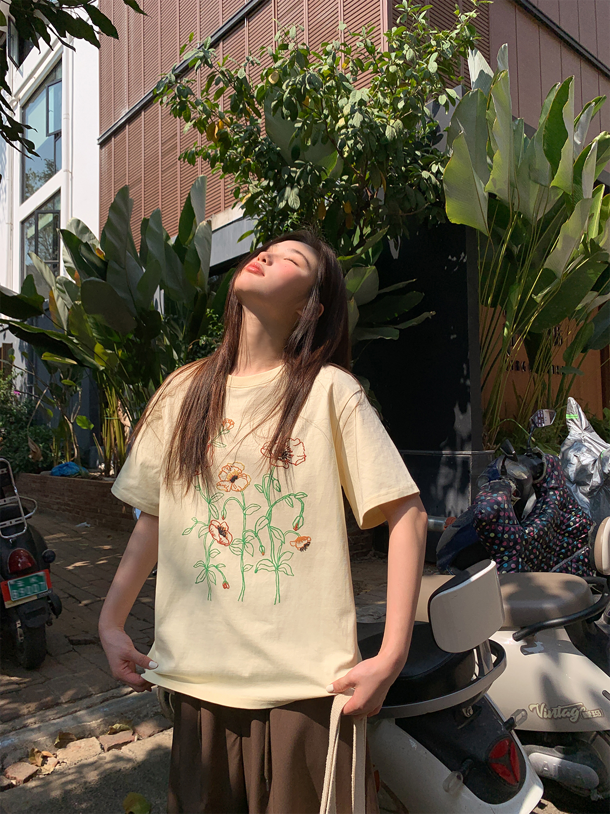 Women's Summer Loose Round Neck T-Shirt with Simple Embroidery Print - Trendy Short Sleeve Casual Top Women's Summer Loose Round Neck T-Shirt with Simple Embroidery Print - Trendy Short Sleeve Casual Top