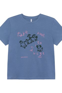 Women's Summer Loose Slim Fit Short Sleeve T-shirt with Original Letter Print and Chain Embroidery - Pure Cotton Casual Top