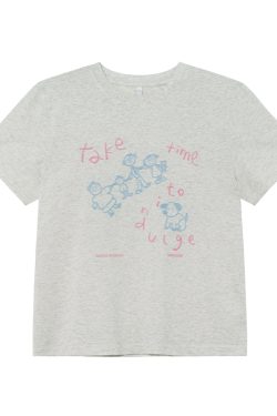 Women's Summer Loose Slim Fit Short Sleeve T-shirt with Original Letter Print and Chain Embroidery - Pure Cotton Casual Top