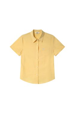 Women's Summer Short-Sleeve Shirt with Small Embroidery, Loose Fit, Slimming Design, High-End Casual Style