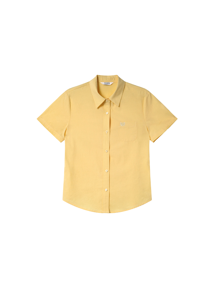 Women's Summer Short-Sleeve Shirt with Small Embroidery, Loose Fit, Slimming Design, High-End Casual Style Women's Summer Short-Sleeve Shirt with Small Embroidery, Loose Fit, Slimming Design, High-End Casual Style