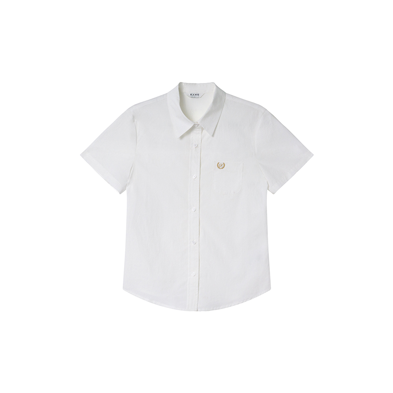 Women's Summer Short-Sleeve Shirt with Small Embroidery, Loose Fit, Slimming Design, High-End Casual Style Women's Summer Short-Sleeve Shirt with Small Embroidery, Loose Fit, Slimming Design, High-End Casual Style