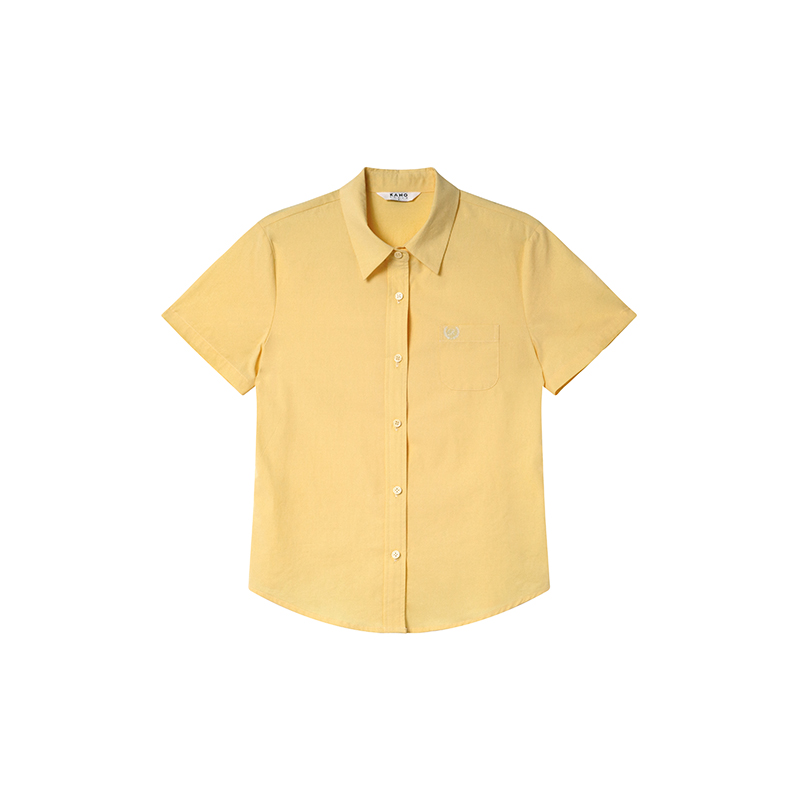 Women's Summer Short-Sleeve Shirt with Small Embroidery, Loose Fit, Slimming Design, High-End Casual Style Women's Summer Short-Sleeve Shirt with Small Embroidery, Loose Fit, Slimming Design, High-End Casual Style