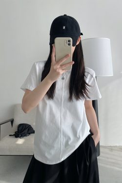 Women's Summer Short Sleeve T-Shirt – Pure Color Sun Grapefruit Design, Stylish White Top for Trendy Casual Looks