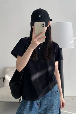 Women's Summer Short Sleeve T-Shirt – Pure Color Sun Grapefruit Design, Stylish White Top for Trendy Casual Looks