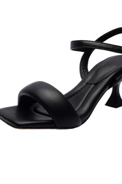 Women's Summer Strappy Sandals - Thin Heels, Genuine Soft Leather, Comfortable Sole, Stylish High Heels, Perfect for 90s & Y2K Fashion