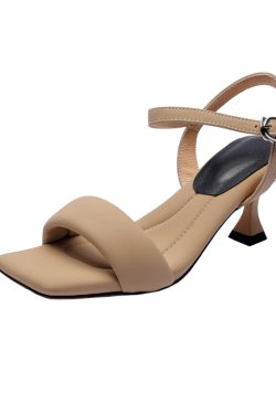 Women's Summer Strappy Sandals - Thin Heels, Genuine Soft Leather, Comfortable Sole, Stylish High Heels, Perfect for 90s & Y2K Fashion