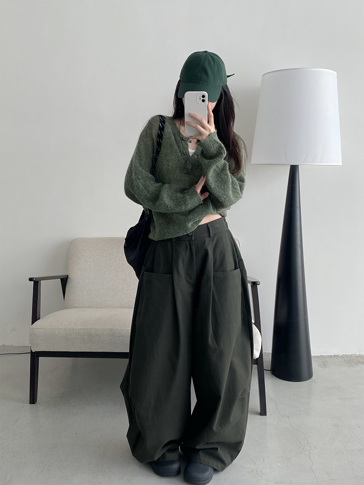 Women's Summer Thin Loose Floor-Length Wide-Leg Pants in Solid Color - Versatile Korean Style Casual Trousers for Autumn Women's Summer Thin Loose Floor-Length Wide-Leg Pants in Solid Color - Versatile Korean Style Casual Trousers for Autumn