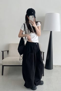 Women's Summer Thin Loose Floor-Length Wide-Leg Pants in Solid Color - Versatile Korean Style Casual Trousers for Autumn