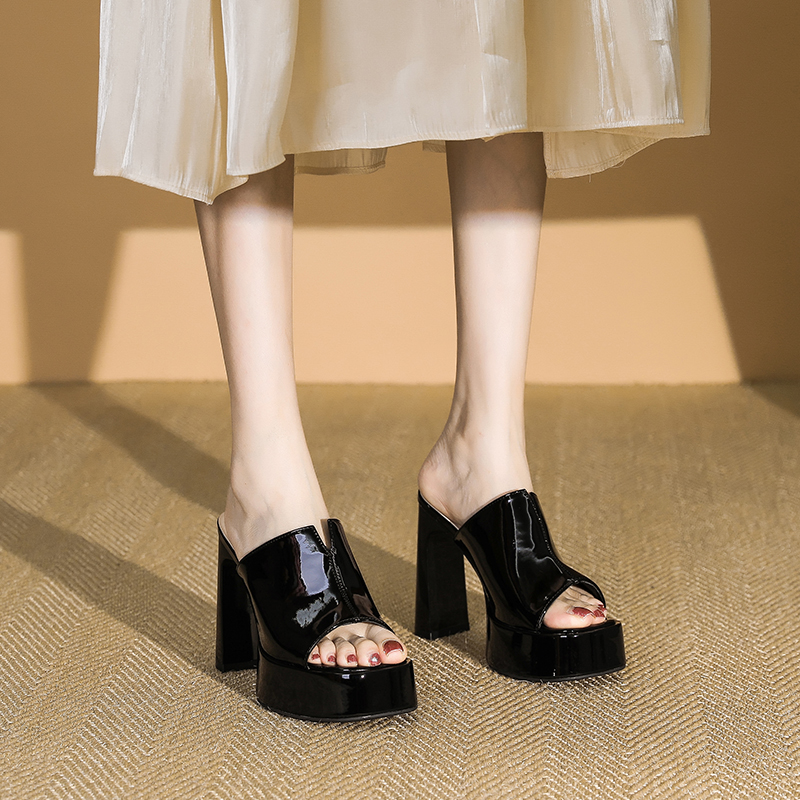 Women's Summer Waterproof Platform High-Heeled Sandals - Super High Peep-Toe One-Strap Thick-Soled Slippers for Stylish Looks Women's Summer Waterproof Platform High-Heeled Sandals - Super High Peep-Toe One-Strap Thick-Soled Slippers for Stylish Looks