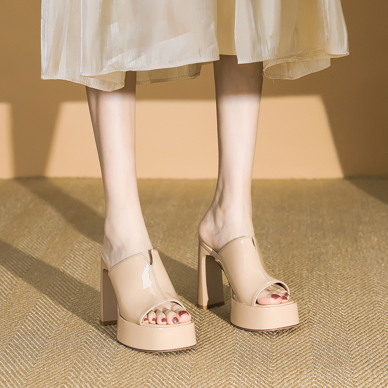 Women's Summer Waterproof Platform High-Heeled Sandals - Super High Peep-Toe One-Strap Thick-Soled Slippers for Stylish Looks Women's Summer Waterproof Platform High-Heeled Sandals - Super High Peep-Toe One-Strap Thick-Soled Slippers for Stylish Looks