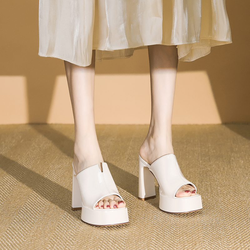 Women's Summer Waterproof Platform High-Heeled Sandals - Super High Peep-Toe One-Strap Thick-Soled Slippers for Stylish Looks Women's Summer Waterproof Platform High-Heeled Sandals - Super High Peep-Toe One-Strap Thick-Soled Slippers for Stylish Looks