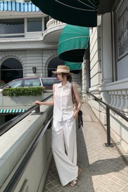 Women's Summer Wide-Leg Pants - Casual Mid-Waist Loose Fit in Thin Fabric for Easy Relaxed Style