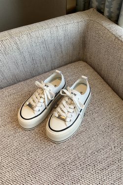 Women's Thick-Soled Genuine Leather Sneakers - Versatile College Style Casual Lace-Up Sports Shoes in White - 2025 Trend