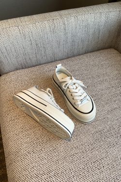 Women's Thick-Soled Genuine Leather Sneakers - Versatile College Style Casual Lace-Up Sports Shoes in White - 2025 Trend