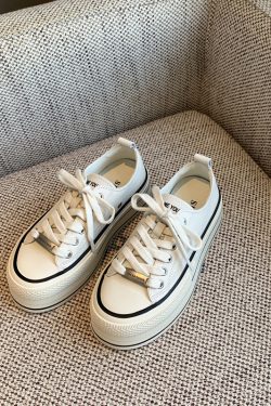 Women's Thick-Soled Genuine Leather Sneakers - Versatile College Style Casual Lace-Up Sports Shoes in White - 2025 Trend