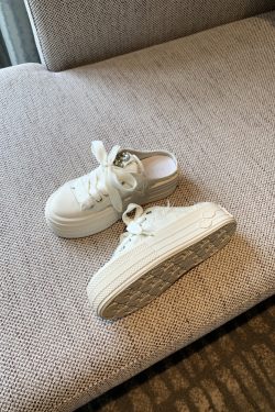 Women's Thick-Soled Lace-Up Canvas Slippers - Versatile Casual Half-Drag Sandals for Spring 2025 Fashion