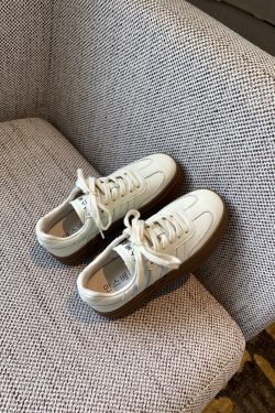 Women's Thick-Soled Lace-Up White Sneakers - Genuine Leather Casual Sports Shoes for Spring 2025, Perfect for Training and Everyday Wear