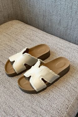 Women's Thick-Soled One-Word Slide Sandals - Casual Outdoor Flip-Flops for Summer 2025, Simple & Versatile Trendy Footwear