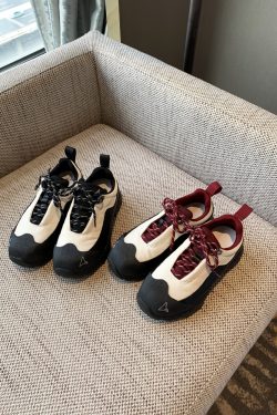 Women's Trendy Casual Lace-Up Dad Shoes - Genuine Leather Color-Blocking Thick-Soled Spring 2025 Versatile Fashion Footwear