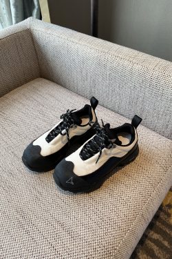 Women's Trendy Casual Lace-Up Dad Shoes - Genuine Leather Color-Blocking Thick-Soled Spring 2025 Versatile Fashion Footwear