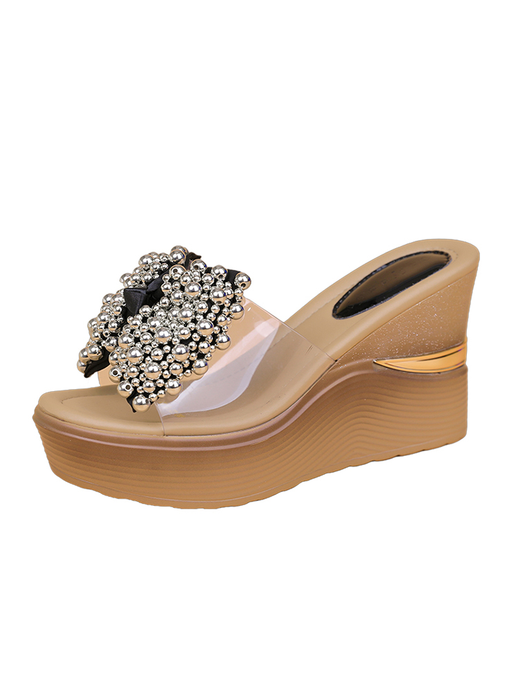 Women's Trendy Rhinestone One-Strap High-Heeled Wedge Sandals - 2025 Summer Waterproof Thick-Soled Fashion Shoes Women's Trendy Rhinestone One-Strap High-Heeled Wedge Sandals - 2025 Summer Waterproof Thick-Soled Fashion Shoes