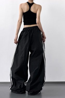 Women's Trendy Summer Wide-Leg Casual Pants with Drawstring - Loose Fit Hip-Hop Style Long Trousers for 2025