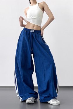 Women's Trendy Summer Wide-Leg Casual Pants with Drawstring - Loose Fit Hip-Hop Style Long Trousers for 2025