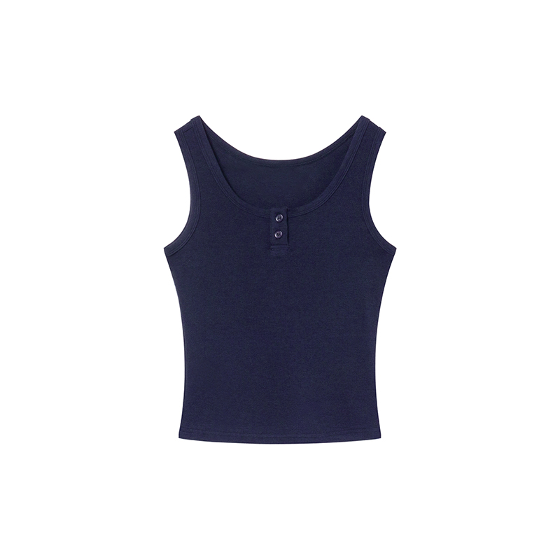 Women's U-Neck Half-Open Button Vest - Slim Fit Spring/Summer Top for Flattering Layering, Trendy Casual Style Women's U-Neck Half-Open Button Vest - Slim Fit Spring/Summer Top for Flattering Layering, Trendy Casual Style