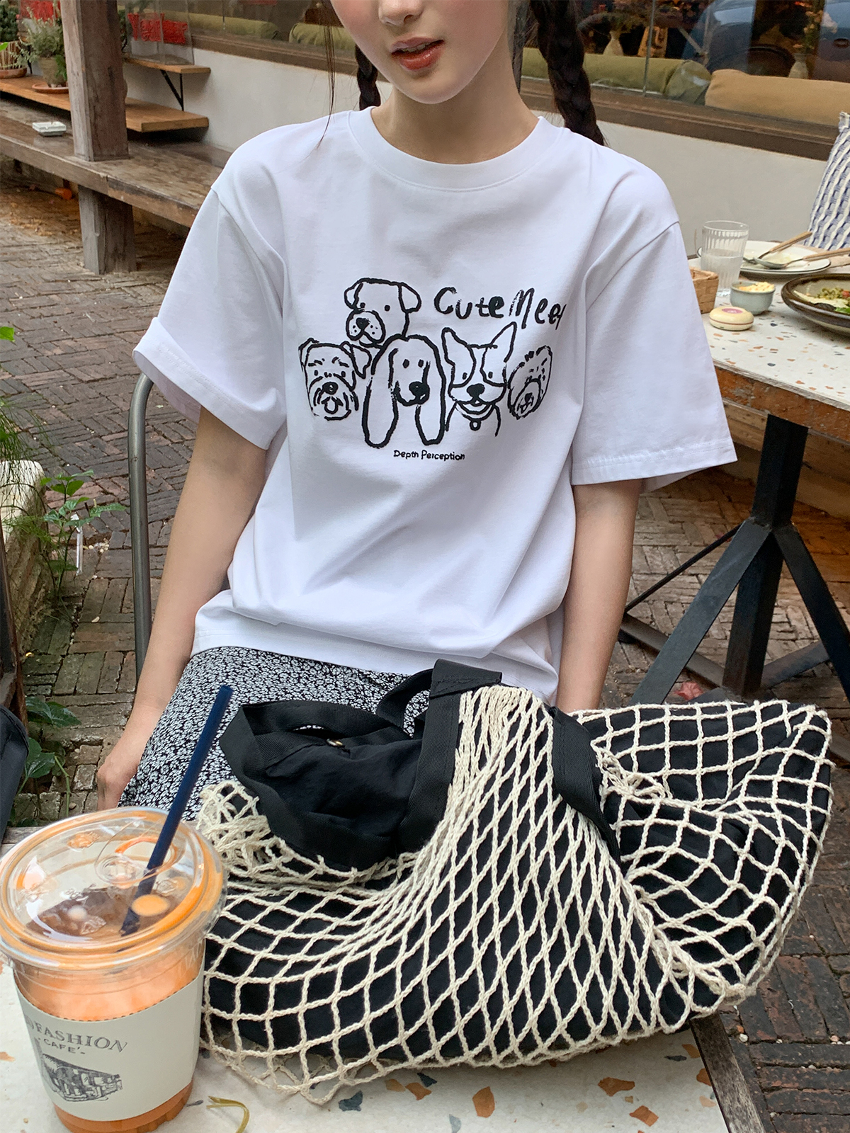 Women's Velvet Foam Dog Print Short Sleeve T-Shirt - Summer Loose Round Neck Pure Cotton Top in Trendy Y2K Style Women's Velvet Foam Dog Print Short Sleeve T-Shirt - Summer Loose Round Neck Pure Cotton Top in Trendy Y2K Style