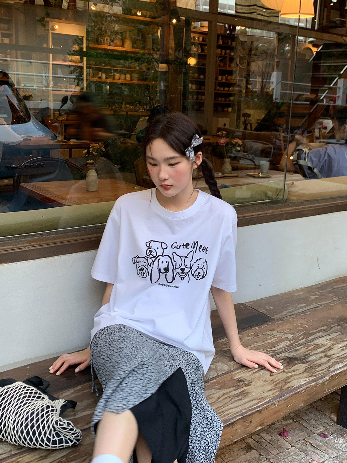 Women's Velvet Foam Dog Print Short Sleeve T-Shirt - Summer Loose Round Neck Pure Cotton Top in Trendy Y2K Style Women's Velvet Foam Dog Print Short Sleeve T-Shirt - Summer Loose Round Neck Pure Cotton Top in Trendy Y2K Style