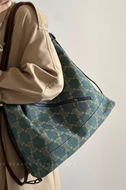 Women's Vintage Print Large-Capacity Tote Backpack - Commuting Shoulder Crossbody Bag, Chic Everyday Style